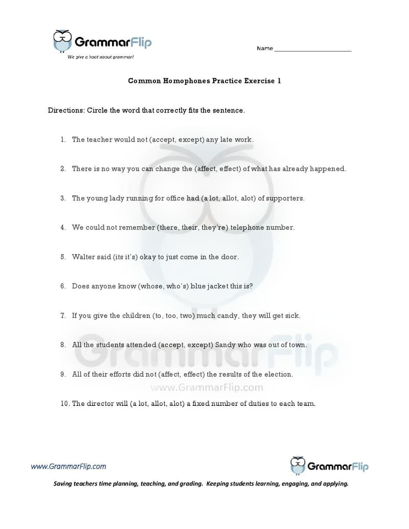 worksheets